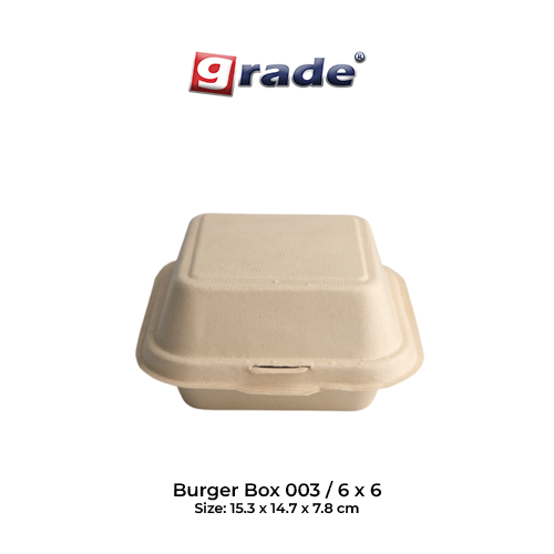 BAGASSE Burger Box 003 (isi 50 pcs)