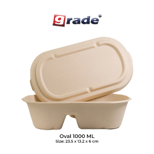 BAGASSE OVAL 1000 ML / sekat (isi 50 pcs)