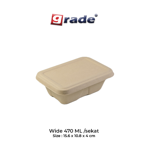 BAGASSE WIDE 470 ML / sekat (isi 50 pcs)