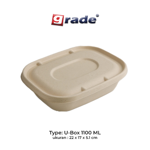 BAGASSE U-BOX 1100 ML (isi 50 pcs)