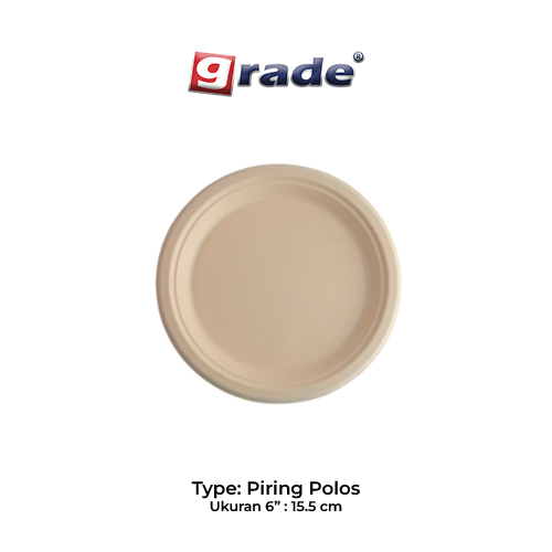 BAGASSE PIRING POLOS 6" (isi 50 pcs)
