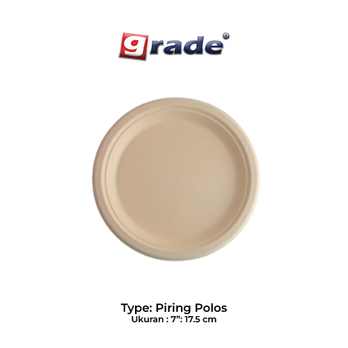 BAGASSE PIRING POLOS 7" (isi 50 pcs)