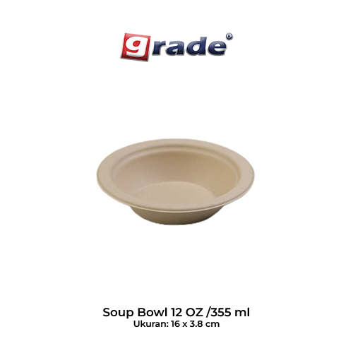 BAGASSE SOUP BOWL 12 OZ / 355 ML (isi 50 pcs)