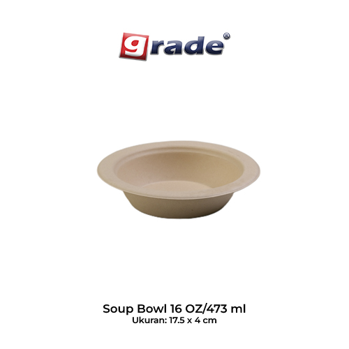 BAGASSE SOUP BOWL 16 OZ / 473  ML (isi 50 pcs)