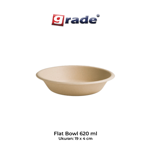 BAGASSE FLAT BOWL 620 ML (isi 50 pcs)