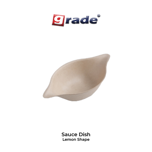 BAGASSE SAUCE DISH LEMON SHAPE (isi 50 pcs)