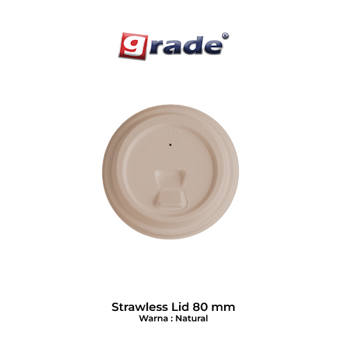 BAGASSE STRAWLESS LID 80 MM NATURAL (isi 50 pcs)