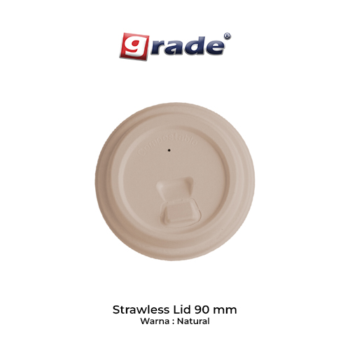 BAGASSE STRAWLESS LID 90 MM NATURAL (isi 50 pcs)
