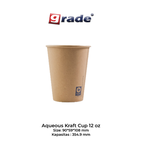 AQUEOUS Cup 12 oz Single Wall (isi 50 pcs)