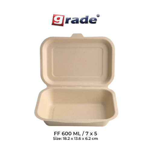 BAGASSE  FF 600 ML / 7 x 5 (isi 50 pcs)