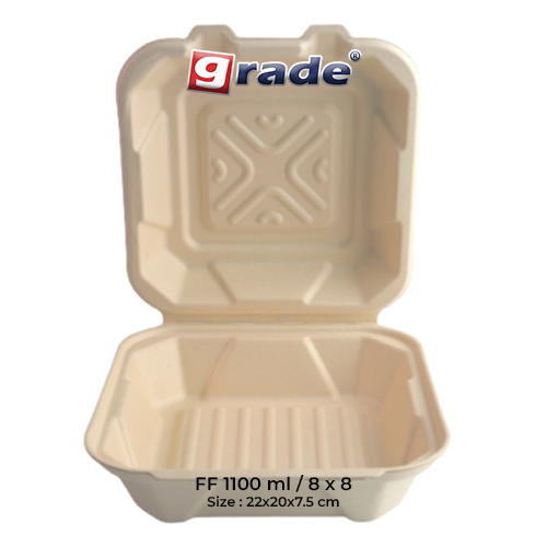 BAGASSE FF 1100 ML / 8 x 8 (isi 50 pcs)