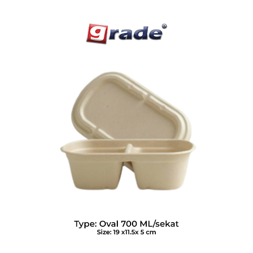 BAGASSE OVAL 700 ML / sekat (isi 50 pcs)