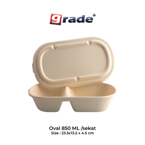 BAGASSE OVAL 850 ML / sekat (isi 50 pcs)