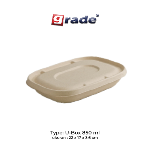 BAGASSE U-BOX 850 ML (isi 50 pcs)