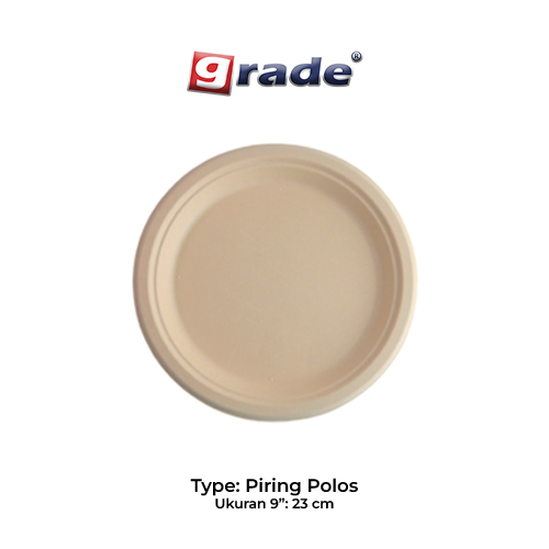BAGASSE PIRING POLOS 9" (isi 50 pcs)