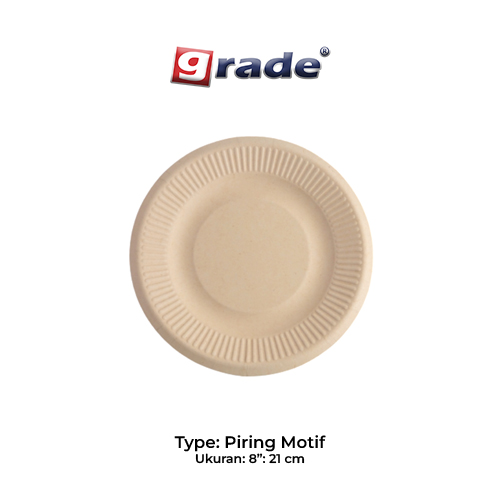 BAGASSE PIRING MOTIF 8" (isi 50 pcs)