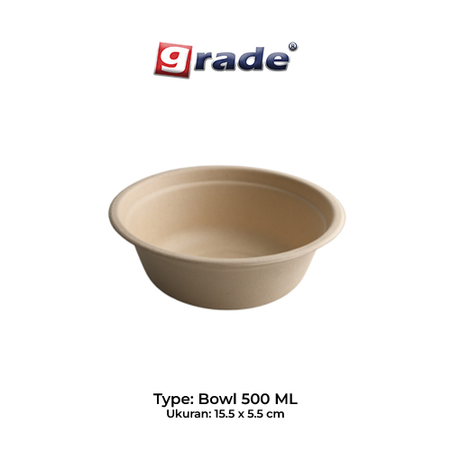 BAGASSE BOWL 500 ML (isi 50 pcs)