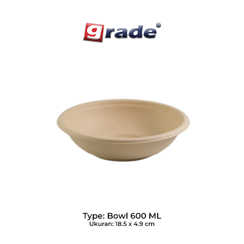 BAGASSE BOWL 600 ML (isi 50 pcs)