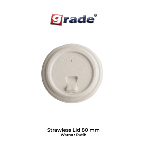 BAGASSE STRAWLESS LID 80 MM PUTIH (isi 50 pcs)