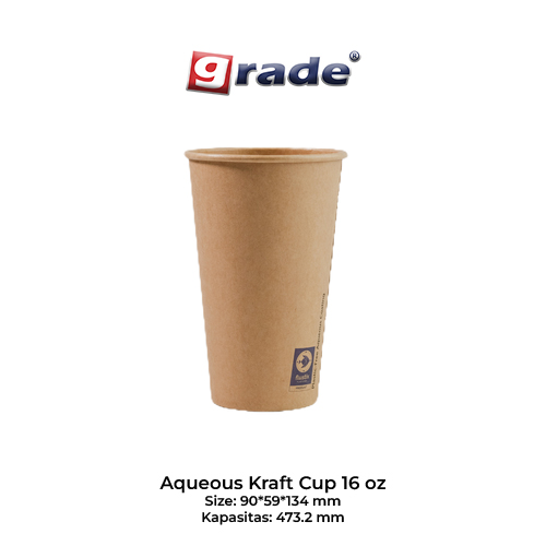 AQUEOUS Cup 16 oz Single Wall (isi 50 pcs)